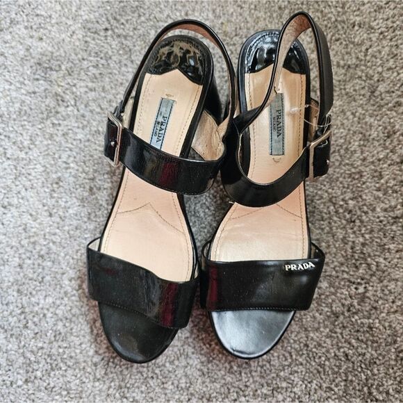 Prada Vintage Black Platform Strap Heels - Picture 2 of 12
